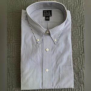 Jos. A. Bank Men's White and Blue Pinstripe Shirt